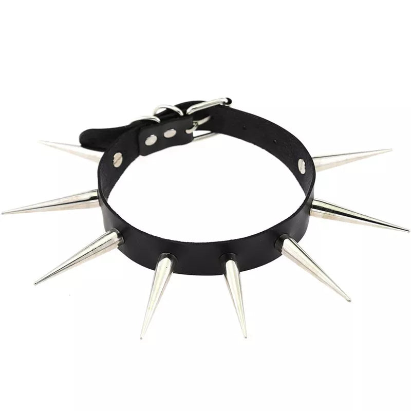 Big Long Spiked Choker Punk Collar Women Men Rivets Studded Chocker Chunky Necklace Goth Jewelry Metal Gothic Emo Accessories