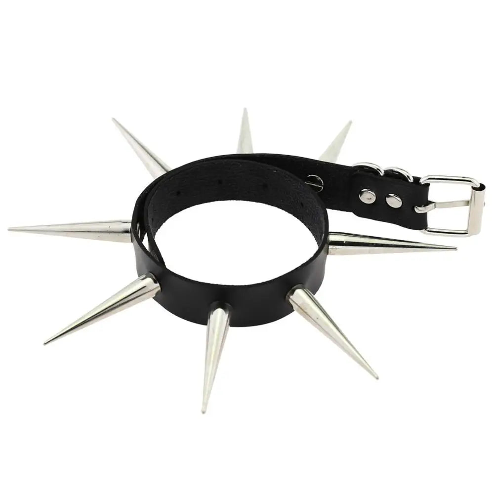 Big Long Spiked Choker Punk Collar Women Men Rivets Studded Chocker Chunky Necklace Goth Jewelry Metal Gothic Emo Accessories