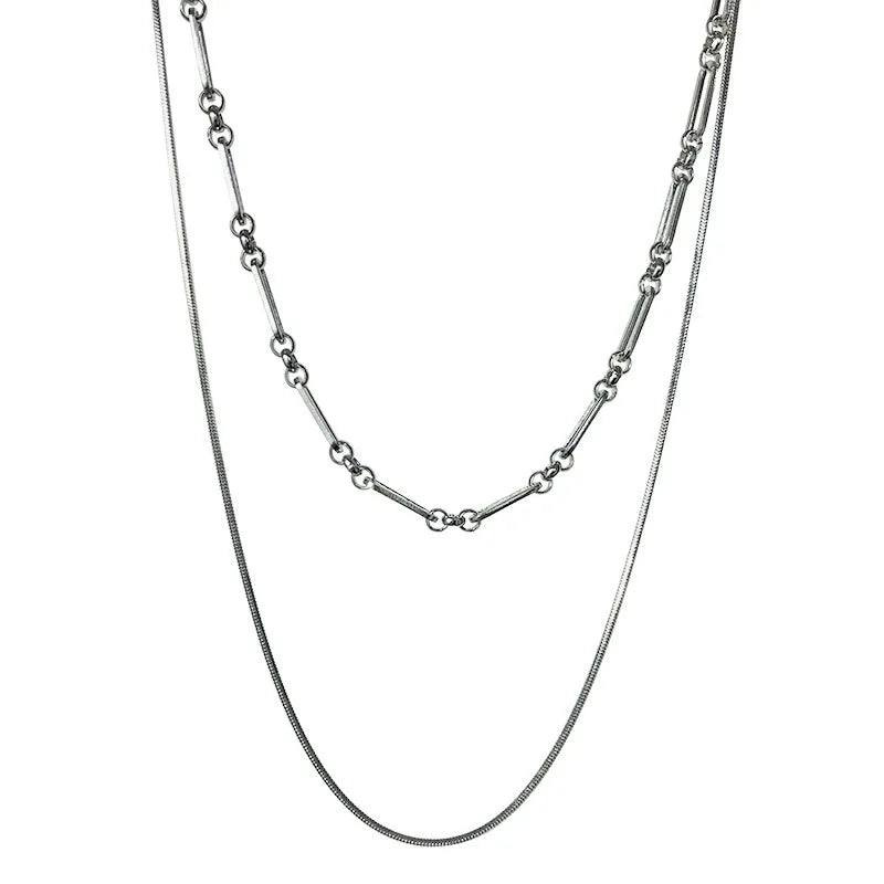 2023 Stainless stee Double layer Chain Necklace Simple Minimalist Punk Necklace for Women Men Goth Grunge Emo Y2K Jewelry