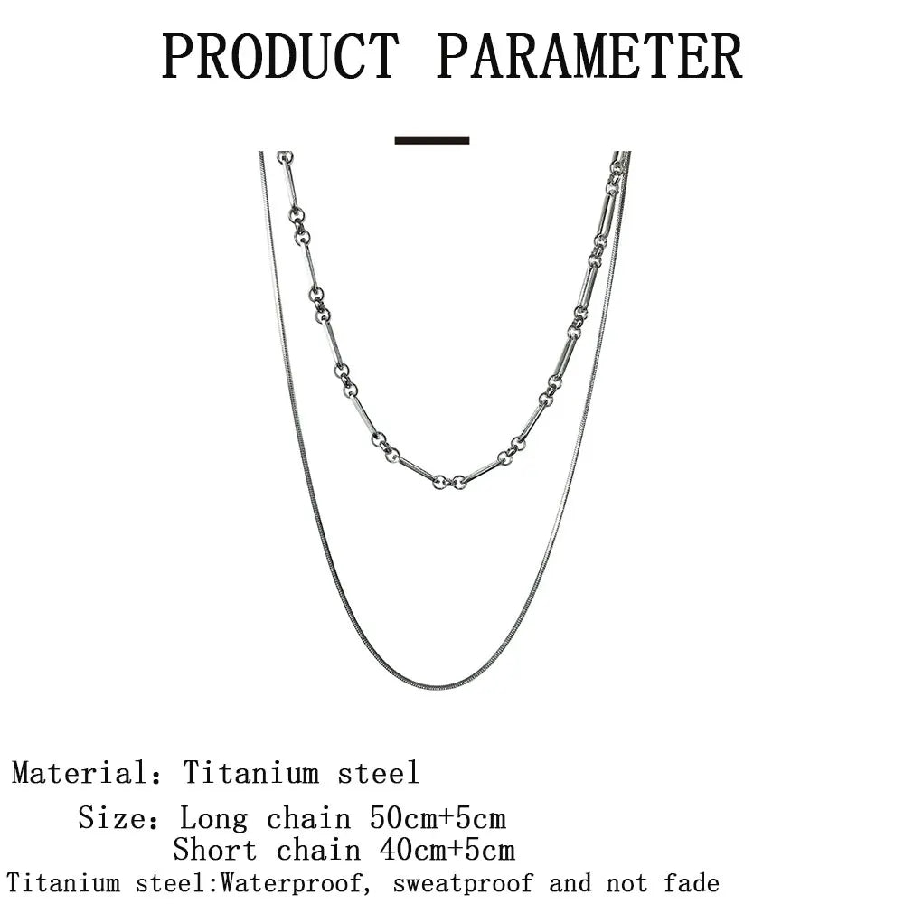 2023 Stainless stee Double layer Chain Necklace Simple Minimalist Punk Necklace for Women Men Goth Grunge Emo Y2K Jewelry