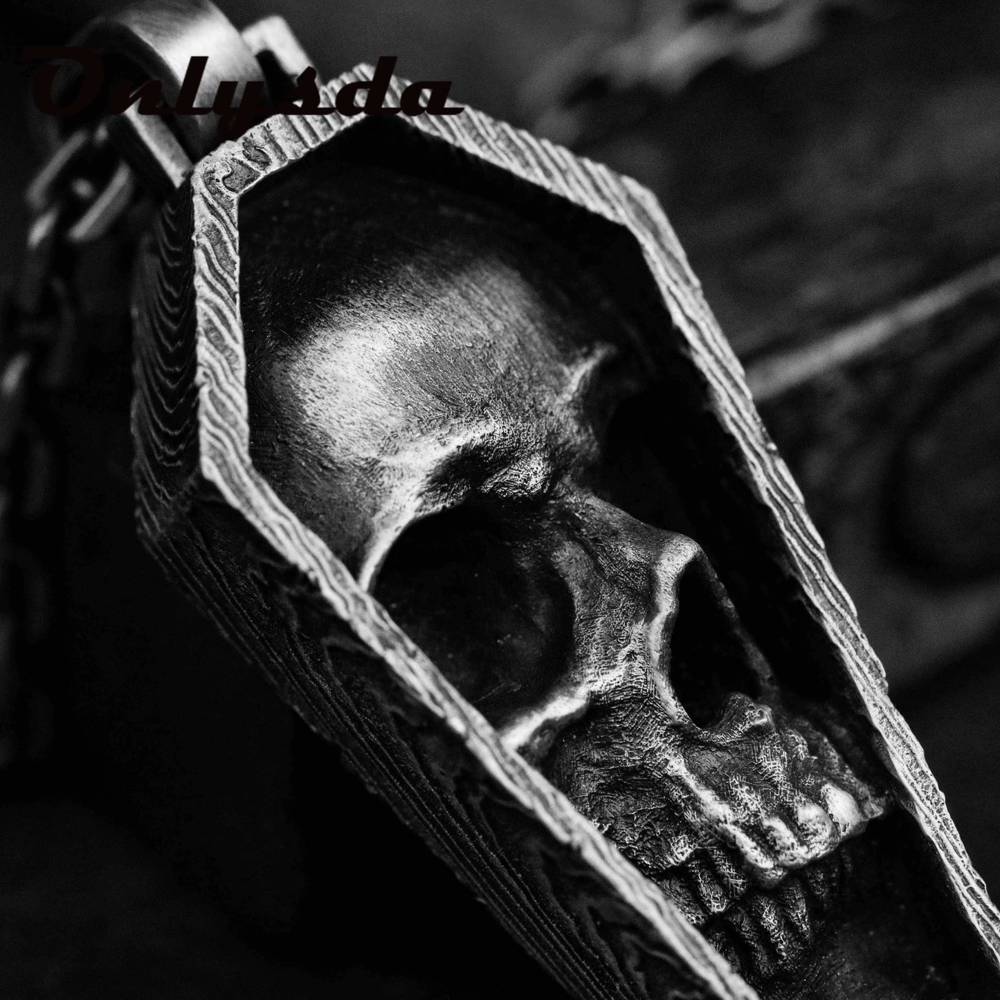 Dropshipping Punk Rock Stainless Steel skull coffin Pendant Necklace With Chain For Man Party/Halloween Man Gift