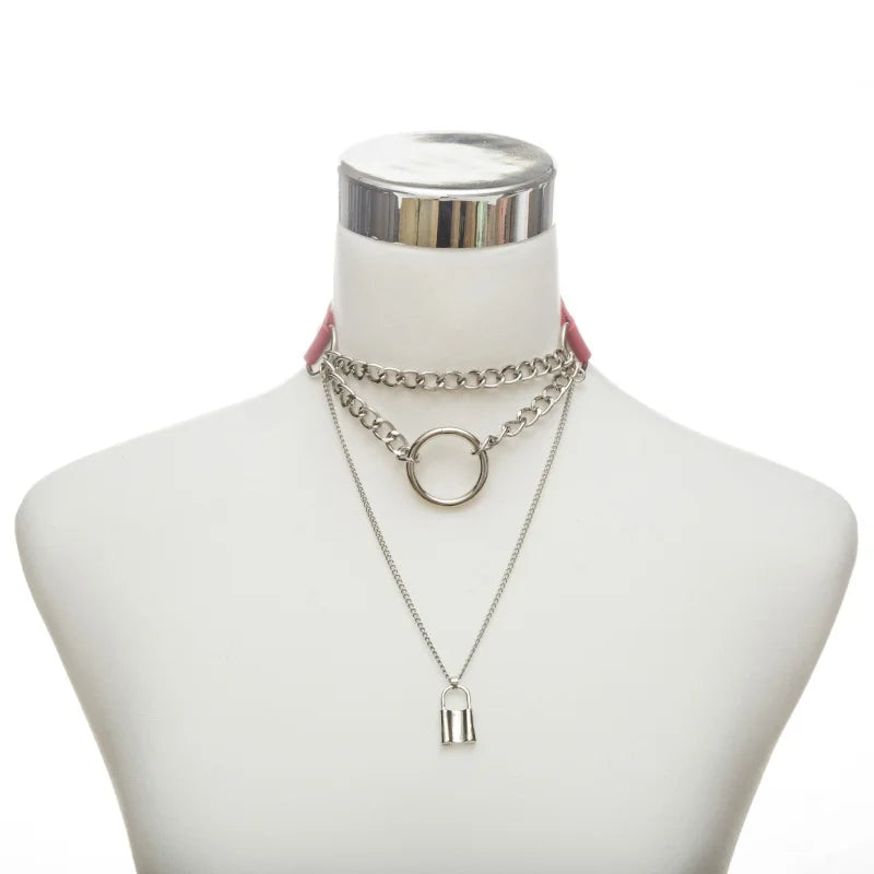 Egirl Choker Collar Lock Gothic Necklace Punk Goth Jewelry Harajuku Style Black Chocker Emo Grunge Aesthetic Accessories