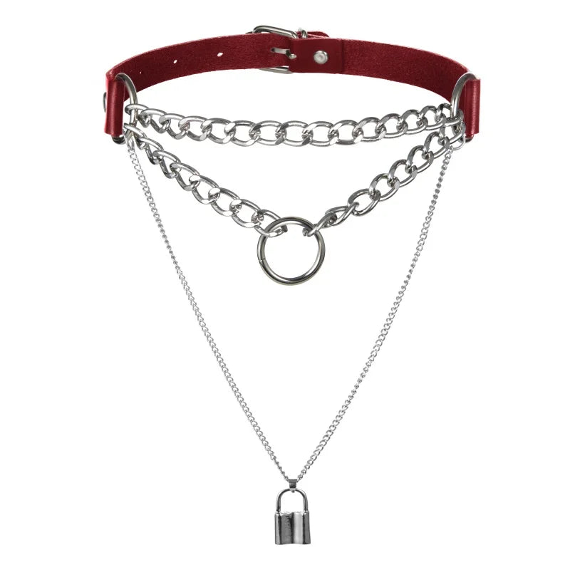 Egirl Choker Collar Lock Gothic Necklace Punk Goth Jewelry Harajuku Style Black Chocker Emo Grunge Aesthetic Accessories