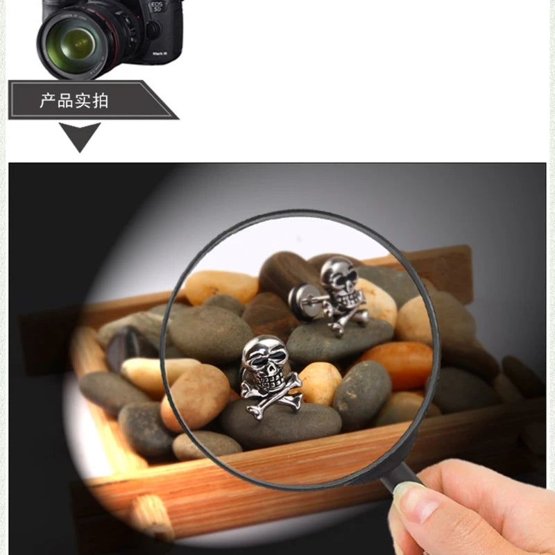 Skull Head Ear Piercing Studs Earrings Titanium Steel Ear Ghost Studs Personality jewelry gift