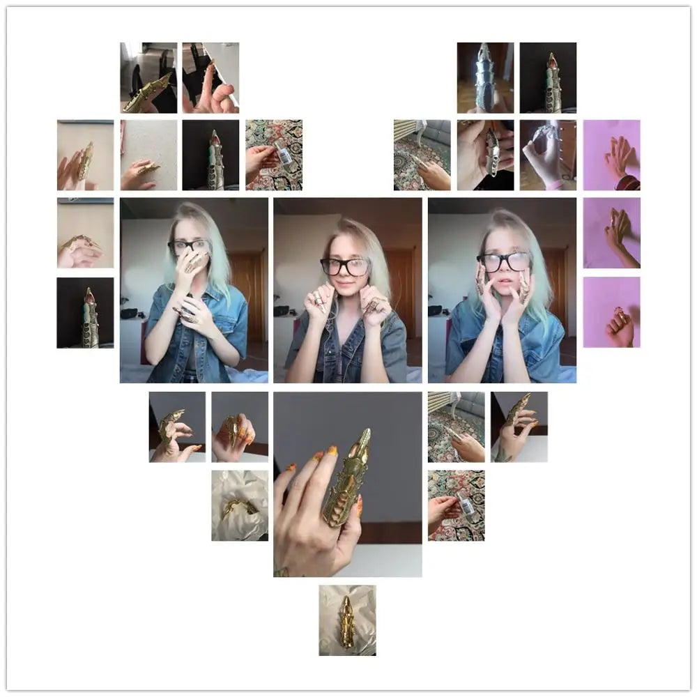 2022 NEW Cool Boys Punk Gothic Rock Scroll Joint Armor Knuckle Metal Full Finger Ring Gold Cospaly DIY Ring Halloween decoration