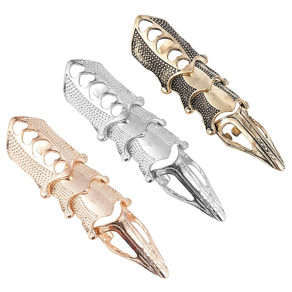 2022 NEW Cool Boys Punk Gothic Rock Scroll Joint Armor Knuckle Metal Full Finger Ring Gold Cospaly DIY Ring Halloween decoration