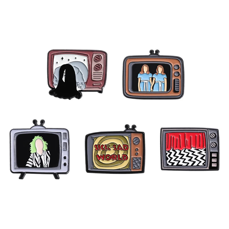 3-6 pcs/set Anime TV Movies Enamel Pins Horror Movie Characters Brooches Lapel Badges Jewelry Gift for Fans Friends