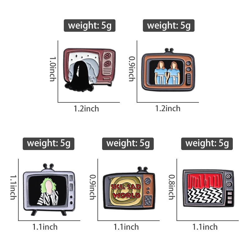 3-6 pcs/set Anime TV Movies Enamel Pins Horror Movie Characters Brooches Lapel Badges Jewelry Gift for Fans Friends