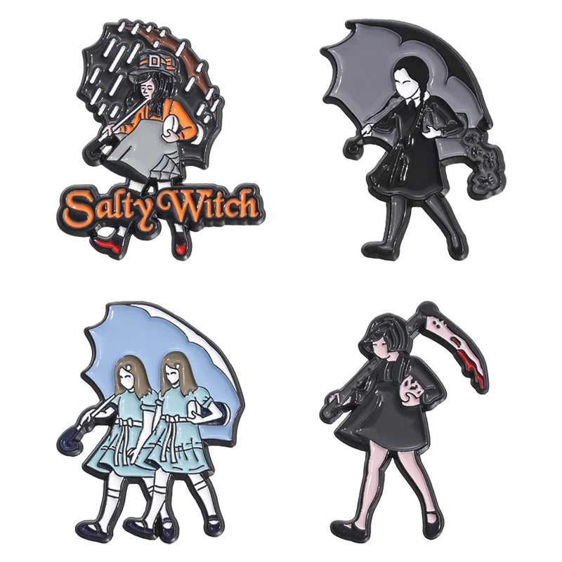 3-6 pcs/set Anime TV Movies Enamel Pins Horror Movie Characters Brooches Lapel Badges Jewelry Gift for Fans Friends
