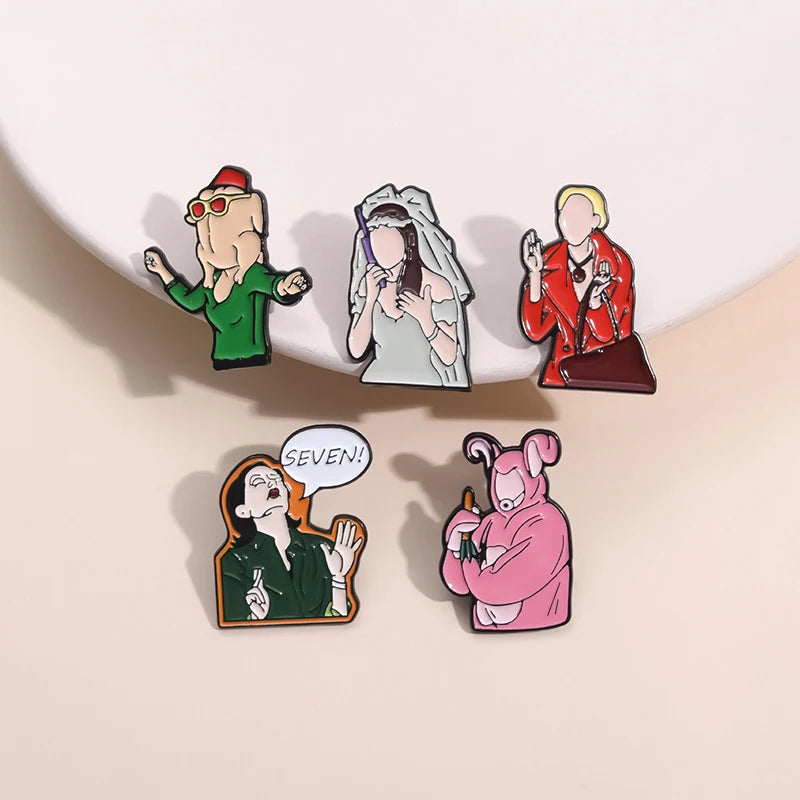 3-6 pcs/set Anime TV Movies Enamel Pins Horror Movie Characters Brooches Lapel Badges Jewelry Gift for Fans Friends