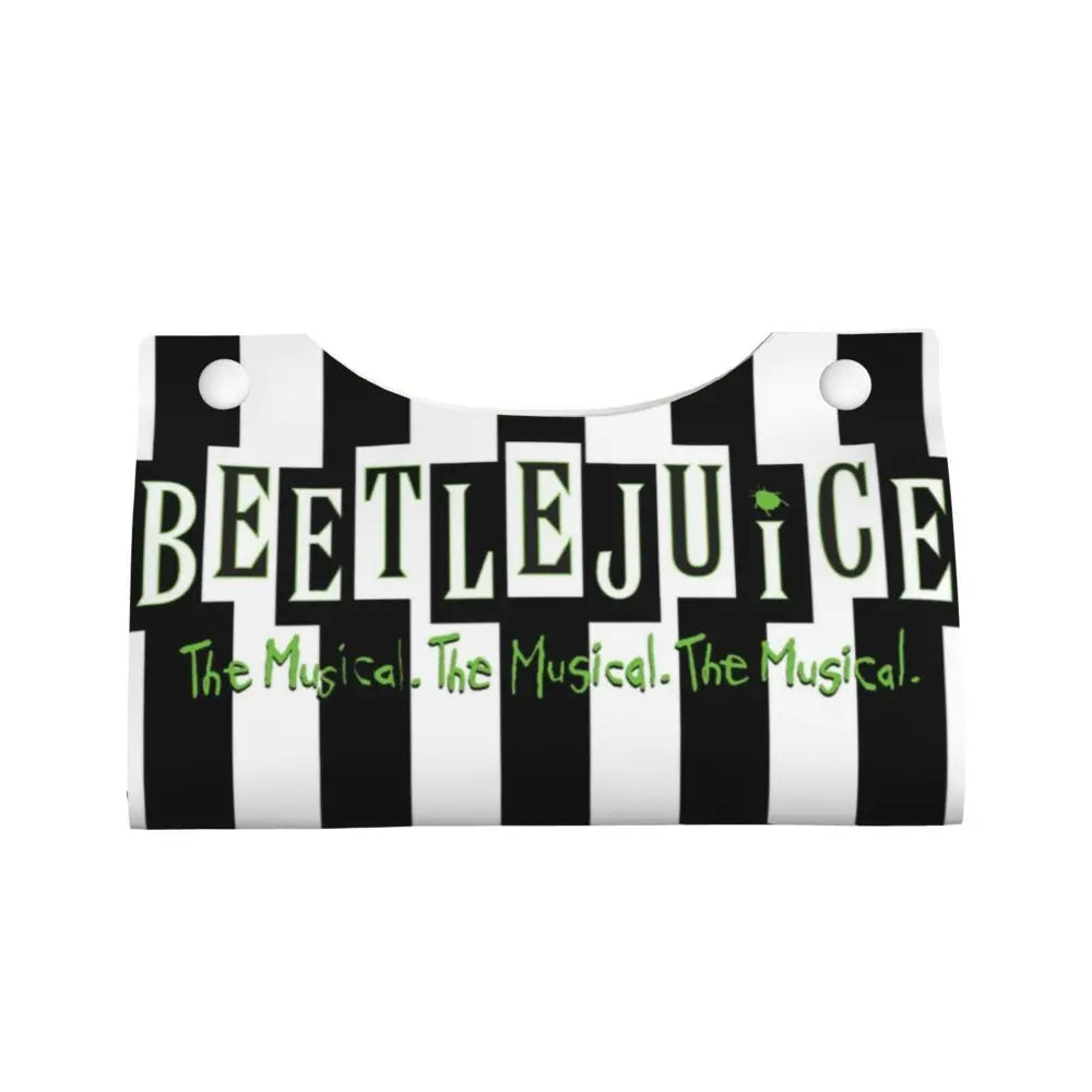 Custom Horror Movie Beetlejuices Tissue Box Holder Rectangular Tim Burton Style PU Leather Facial Tissue Box Cover for Bathroom