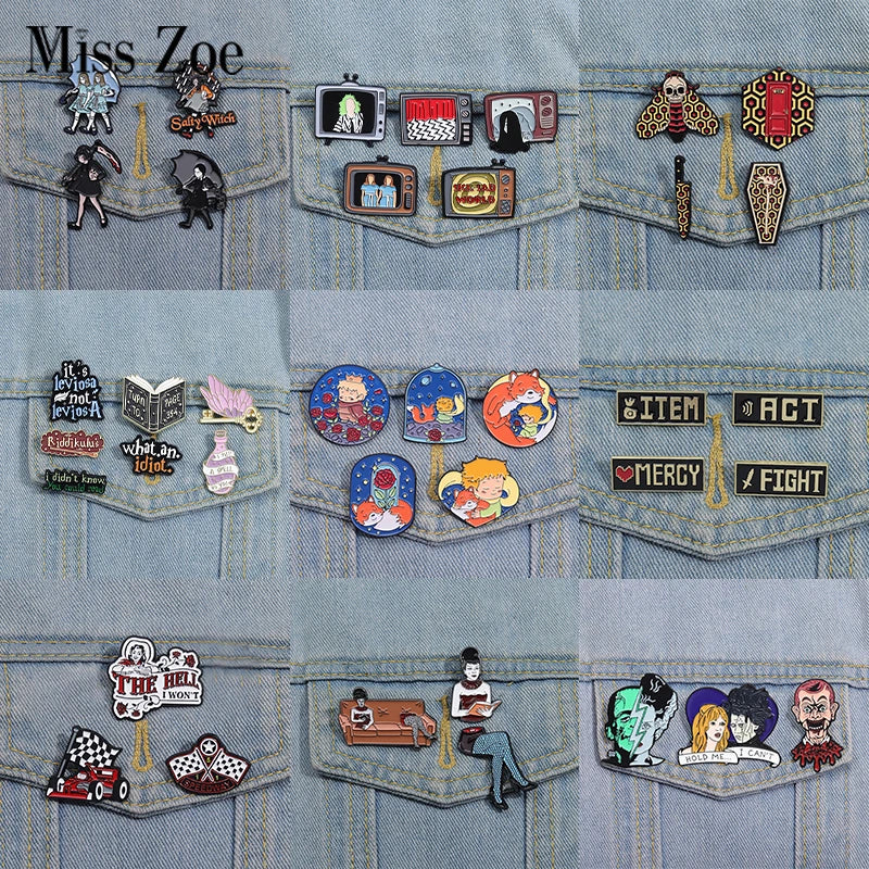 3-6 pcs/set Anime TV Movies Enamel Pins Horror Movie Characters Brooches Lapel Badges Jewelry Gift for Fans Friends