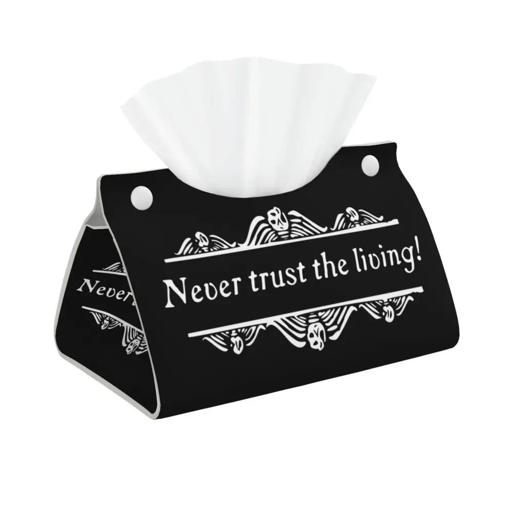 Custom Horror Movie Beetlejuices Tissue Box Holder Rectangular Tim Burton Style PU Leather Facial Tissue Box Cover for Bathroom