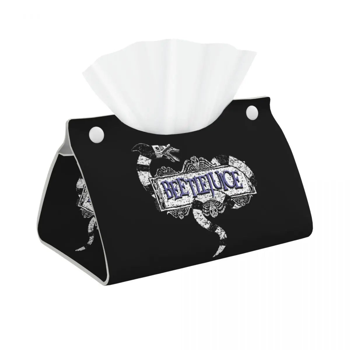 Custom Horror Movie Beetlejuices Tissue Box Holder Rectangular Tim Burton Style PU Leather Facial Tissue Box Cover for Bathroom