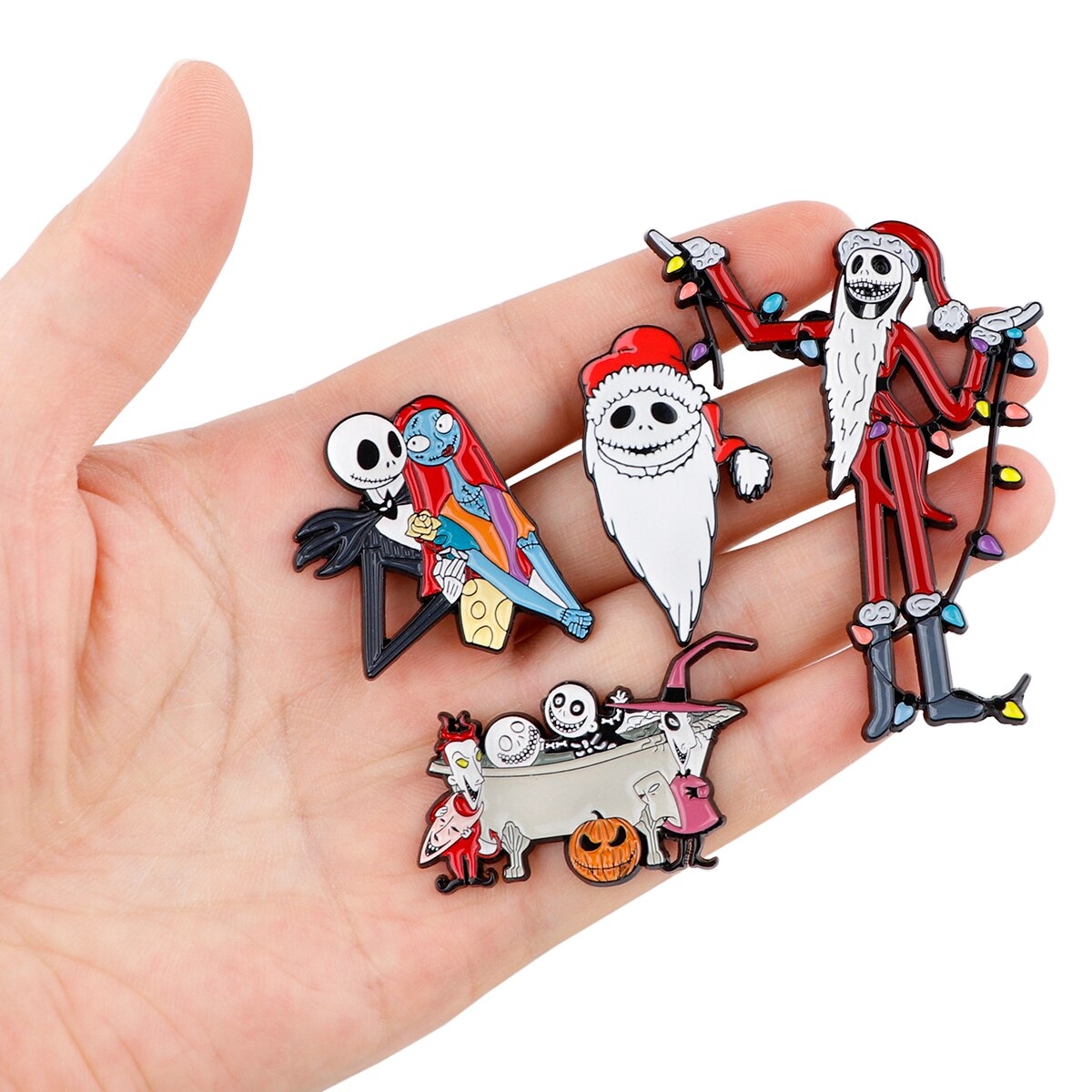 Nightmare Before Christmas Pins Santa Claus Brooch Cartoon Ghost Badge For Bags Jeans Scarf Lapel Pin Jewelry Best Gift