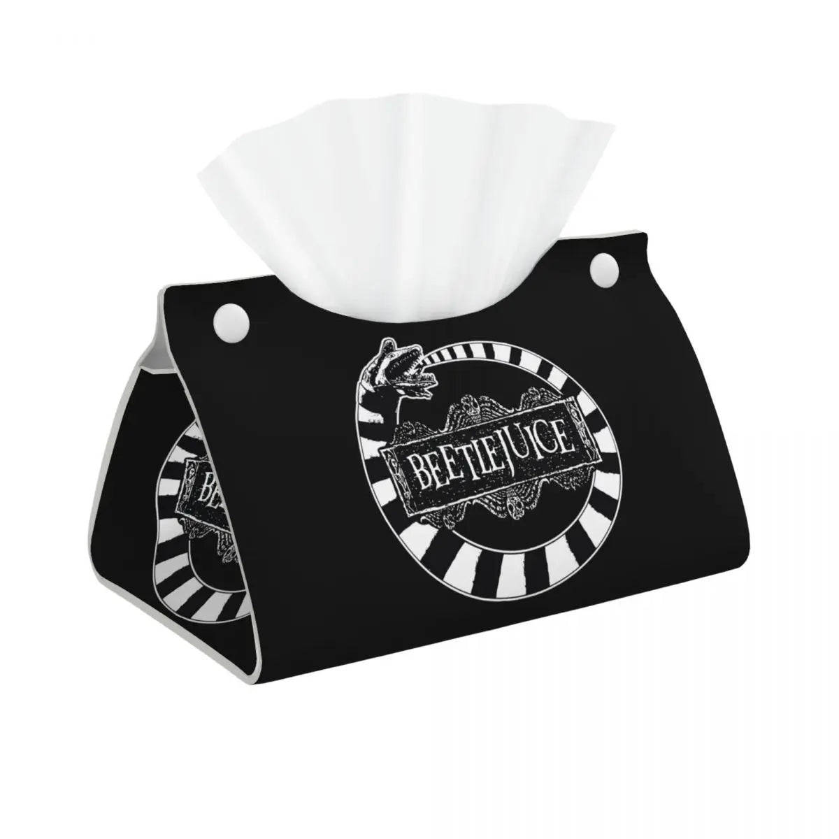 Custom Horror Movie Beetlejuices Tissue Box Holder Rectangular Tim Burton Style PU Leather Facial Tissue Box Cover for Bathroom