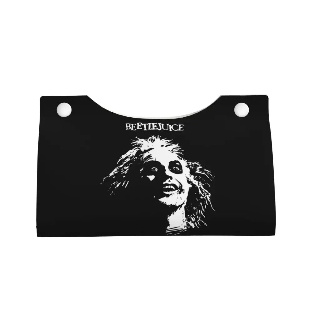 Custom Horror Movie Beetlejuices Tissue Box Holder Rectangular Tim Burton Style PU Leather Facial Tissue Box Cover for Bathroom