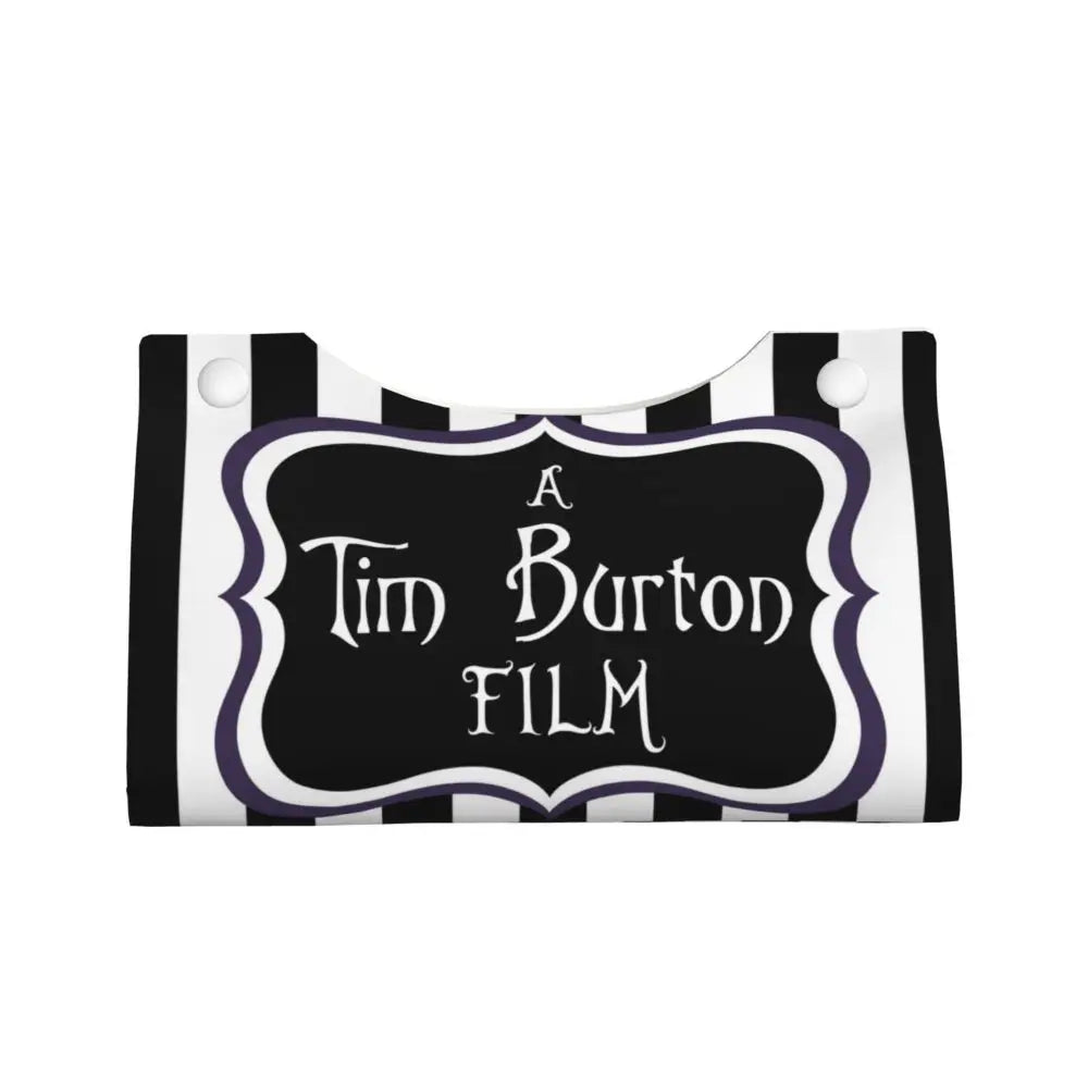 Custom Horror Movie Beetlejuices Tissue Box Holder Rectangular Tim Burton Style PU Leather Facial Tissue Box Cover for Bathroom
