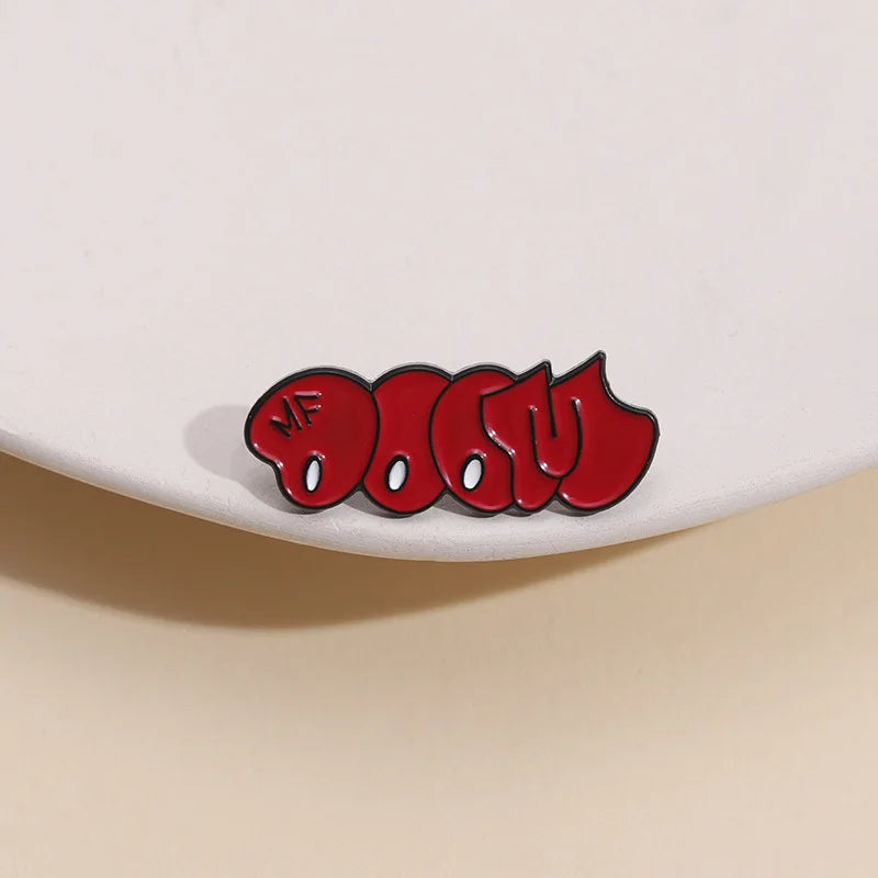 Fashion MF Doom Red Bubble KMD 90s Hip Hop Rapper Enamel Brooch Pin Lapel Hard Metal Pins Brooche Jewelry Clothing Accessories