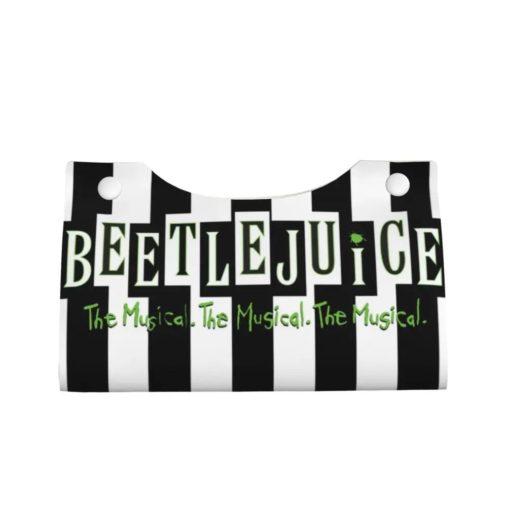 Custom Horror Movie Beetlejuices Tissue Box Holder Rectangular Tim Burton Style PU Leather Facial Tissue Box Cover for Bathroom