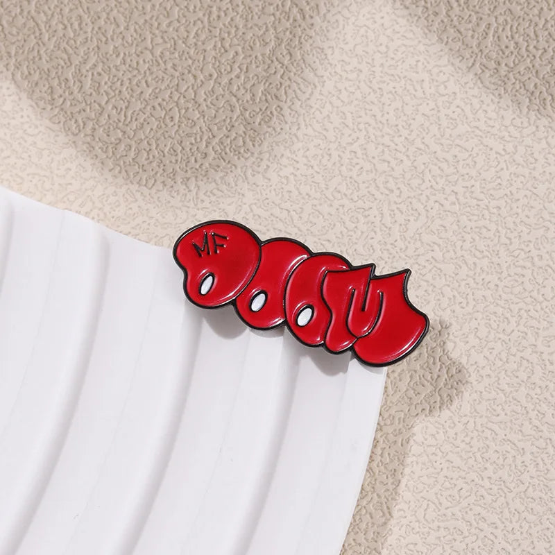 Fashion MF Doom Red Bubble KMD 90s Hip Hop Rapper Enamel Brooch Pin Lapel Hard Metal Pins Brooche Jewelry Clothing Accessories