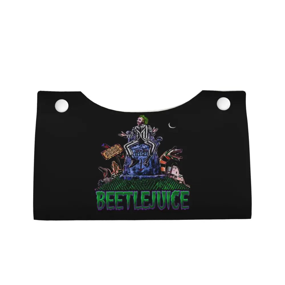Custom Horror Movie Beetlejuices Tissue Box Holder Rectangular Tim Burton Style PU Leather Facial Tissue Box Cover for Bathroom