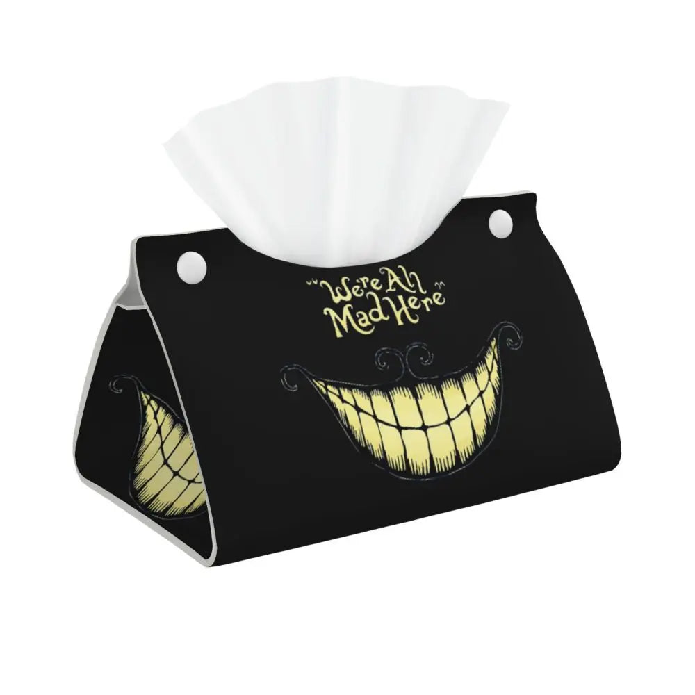 Custom Horror Movie Beetlejuices Tissue Box Holder Rectangular Tim Burton Style PU Leather Facial Tissue Box Cover for Bathroom