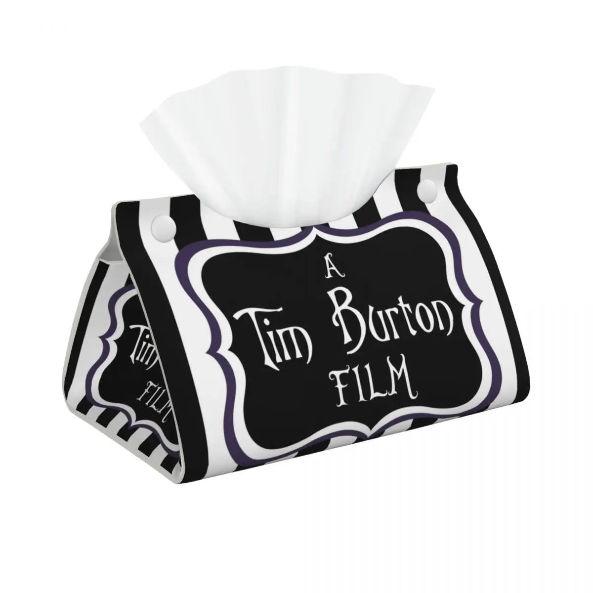 Custom Horror Movie Beetlejuices Tissue Box Holder Rectangular Tim Burton Style PU Leather Facial Tissue Box Cover for Bathroom