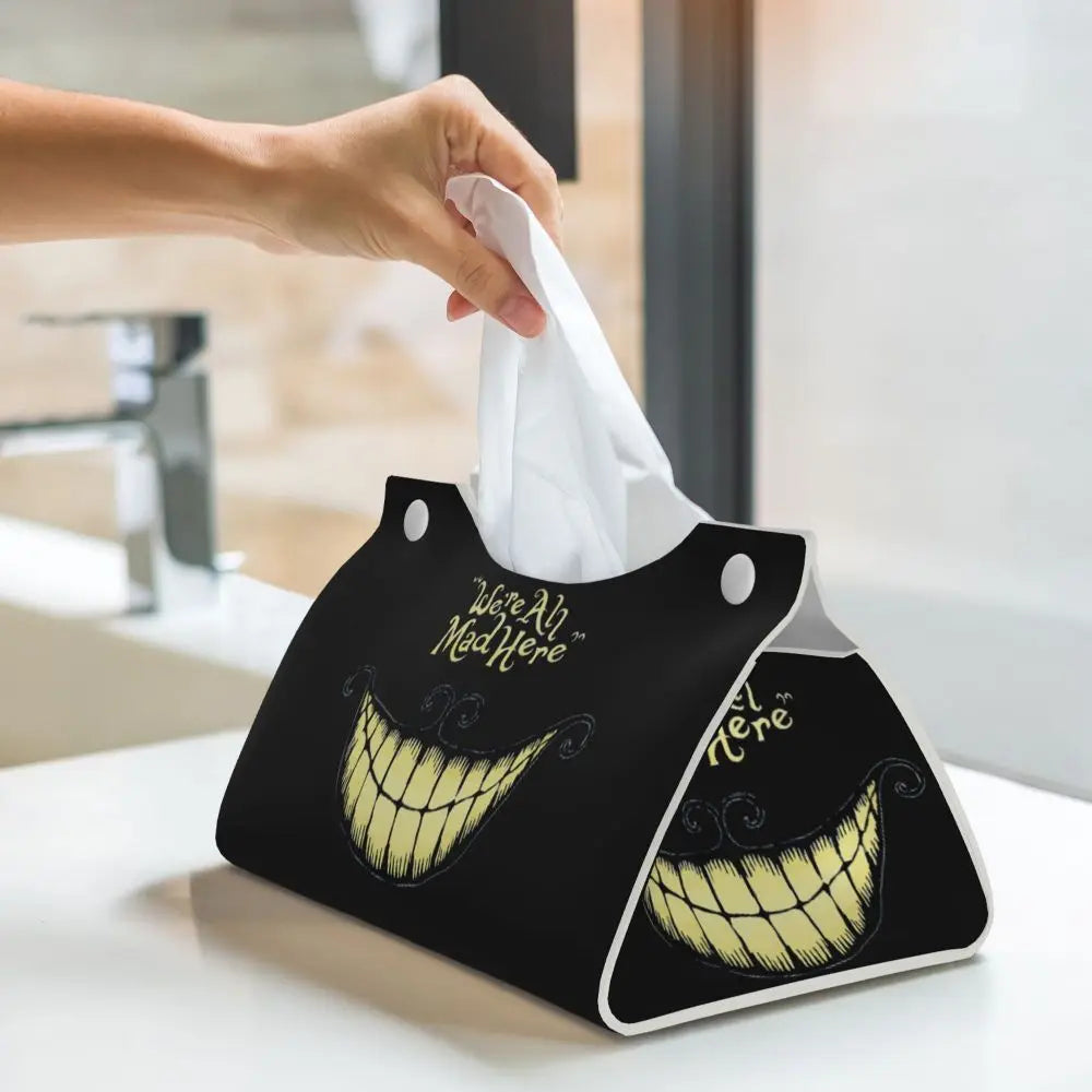 Custom Horror Movie Beetlejuices Tissue Box Holder Rectangular Tim Burton Style PU Leather Facial Tissue Box Cover for Bathroom
