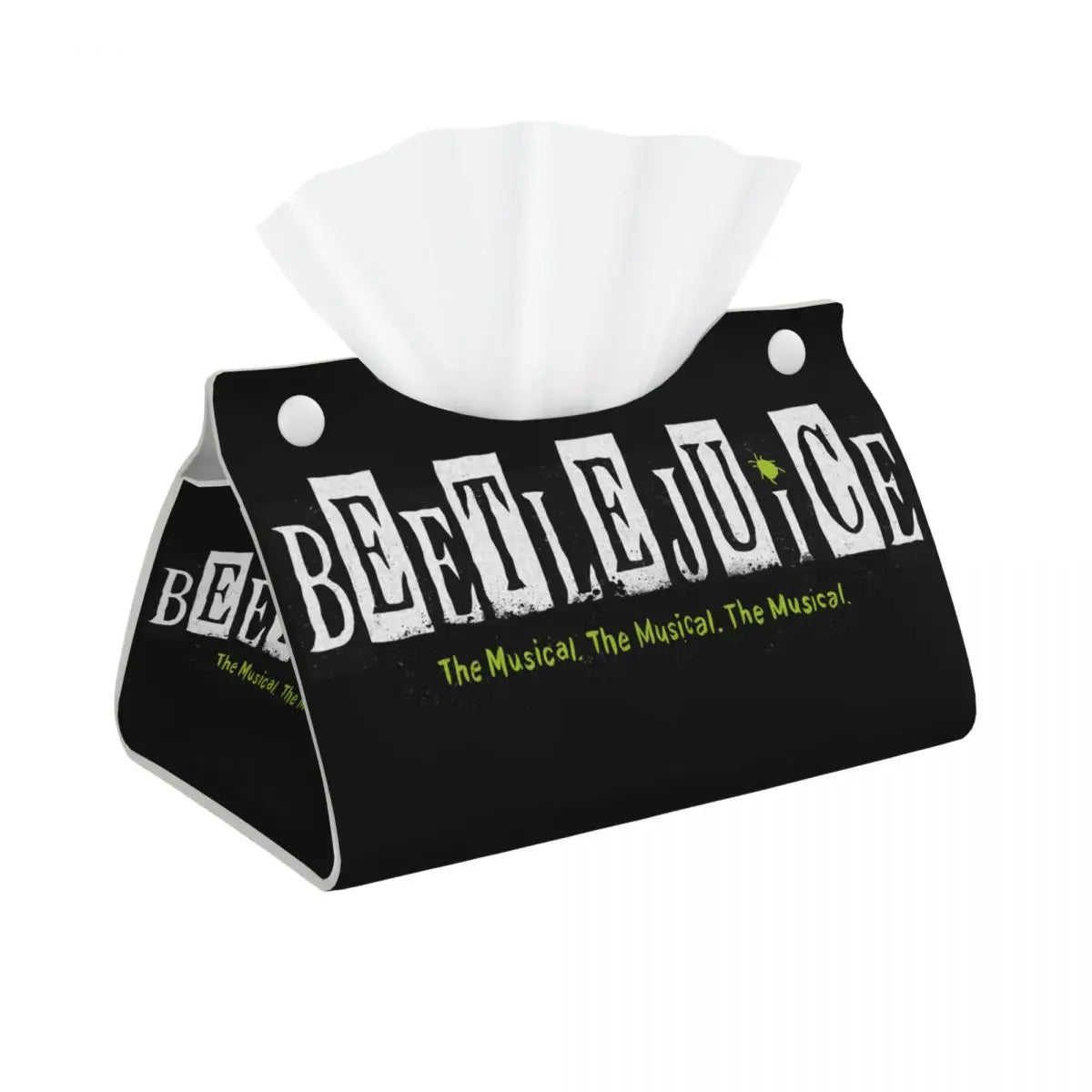 Custom Horror Movie Beetlejuices Tissue Box Holder Rectangular Tim Burton Style PU Leather Facial Tissue Box Cover for Bathroom