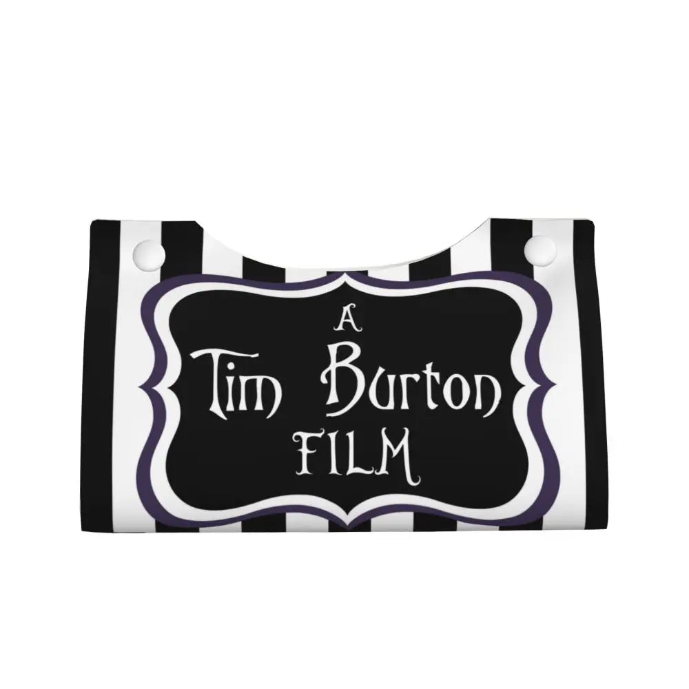 Custom Horror Movie Beetlejuices Tissue Box Holder Rectangular Tim Burton Style PU Leather Facial Tissue Box Cover for Bathroom