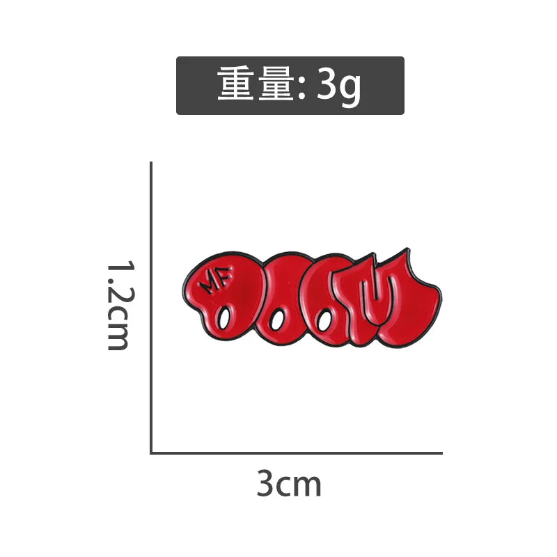 Fashion MF Doom Red Bubble KMD 90s Hip Hop Rapper Enamel Brooch Pin Lapel Hard Metal Pins Brooche Jewelry Clothing Accessories