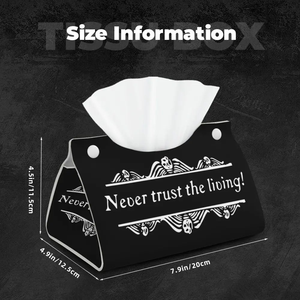 Custom Horror Movie Beetlejuices Tissue Box Holder Rectangular Tim Burton Style PU Leather Facial Tissue Box Cover for Bathroom