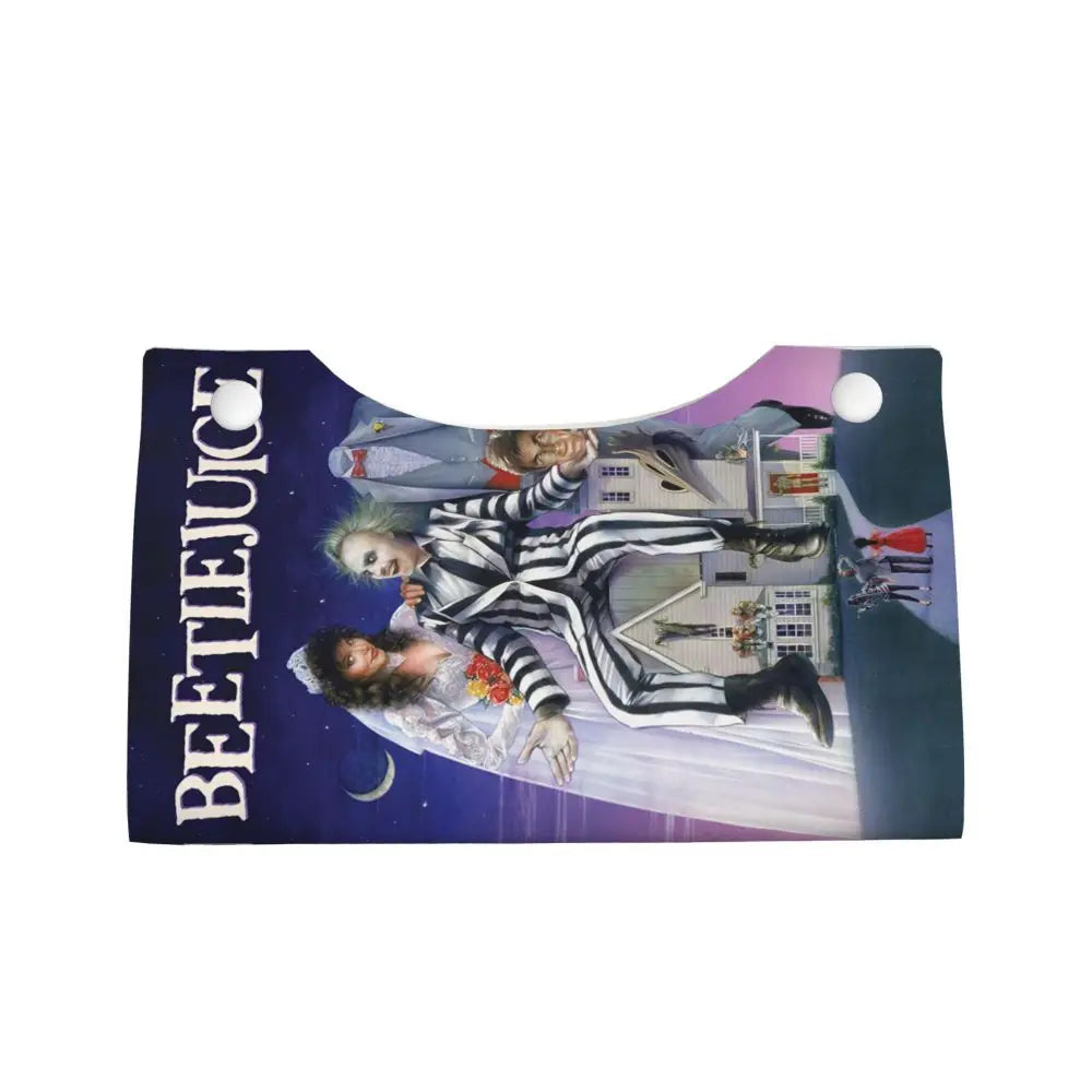 Custom Horror Movie Beetlejuices Tissue Box Holder Rectangular Tim Burton Style PU Leather Facial Tissue Box Cover for Bathroom