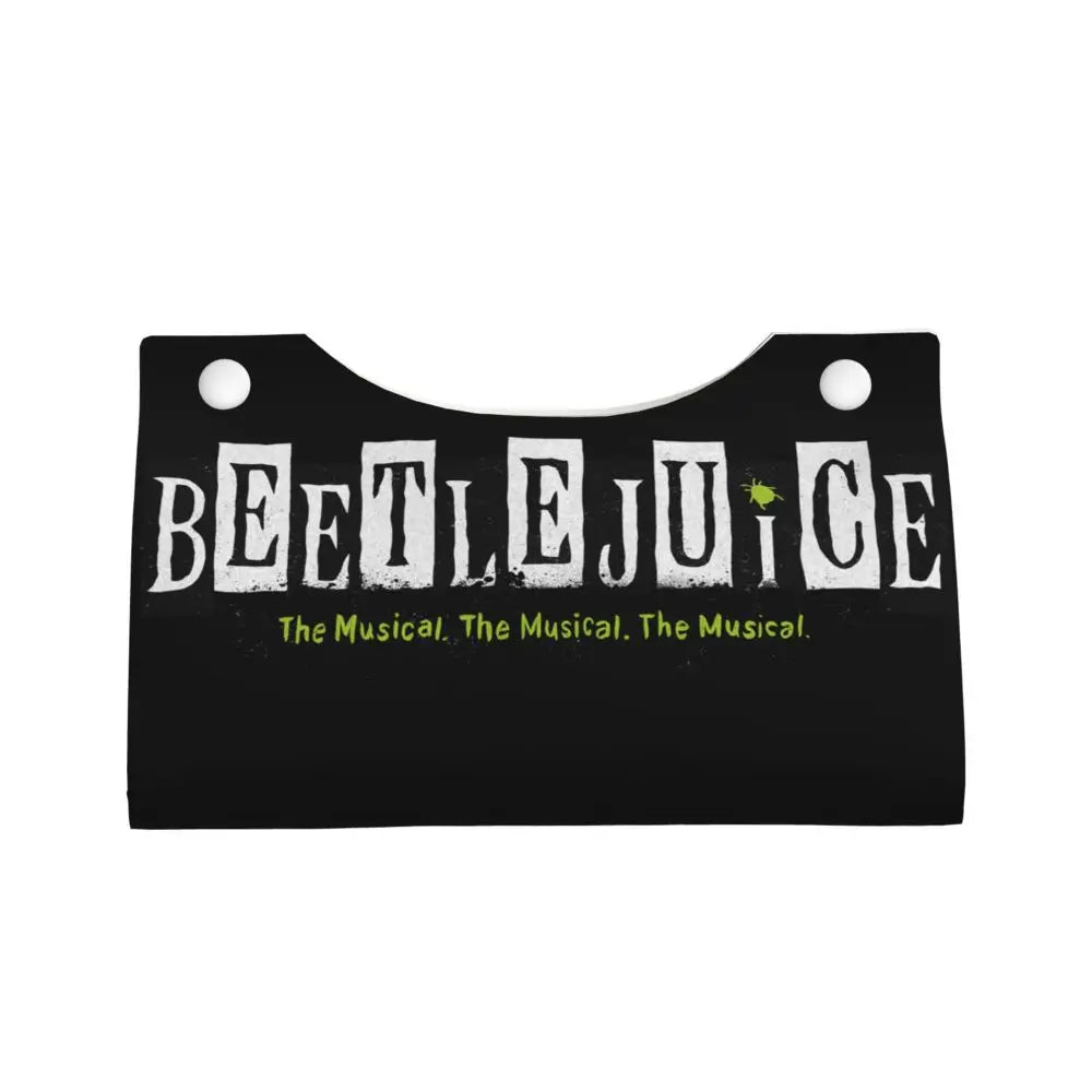 Custom Horror Movie Beetlejuices Tissue Box Holder Rectangular Tim Burton Style PU Leather Facial Tissue Box Cover for Bathroom