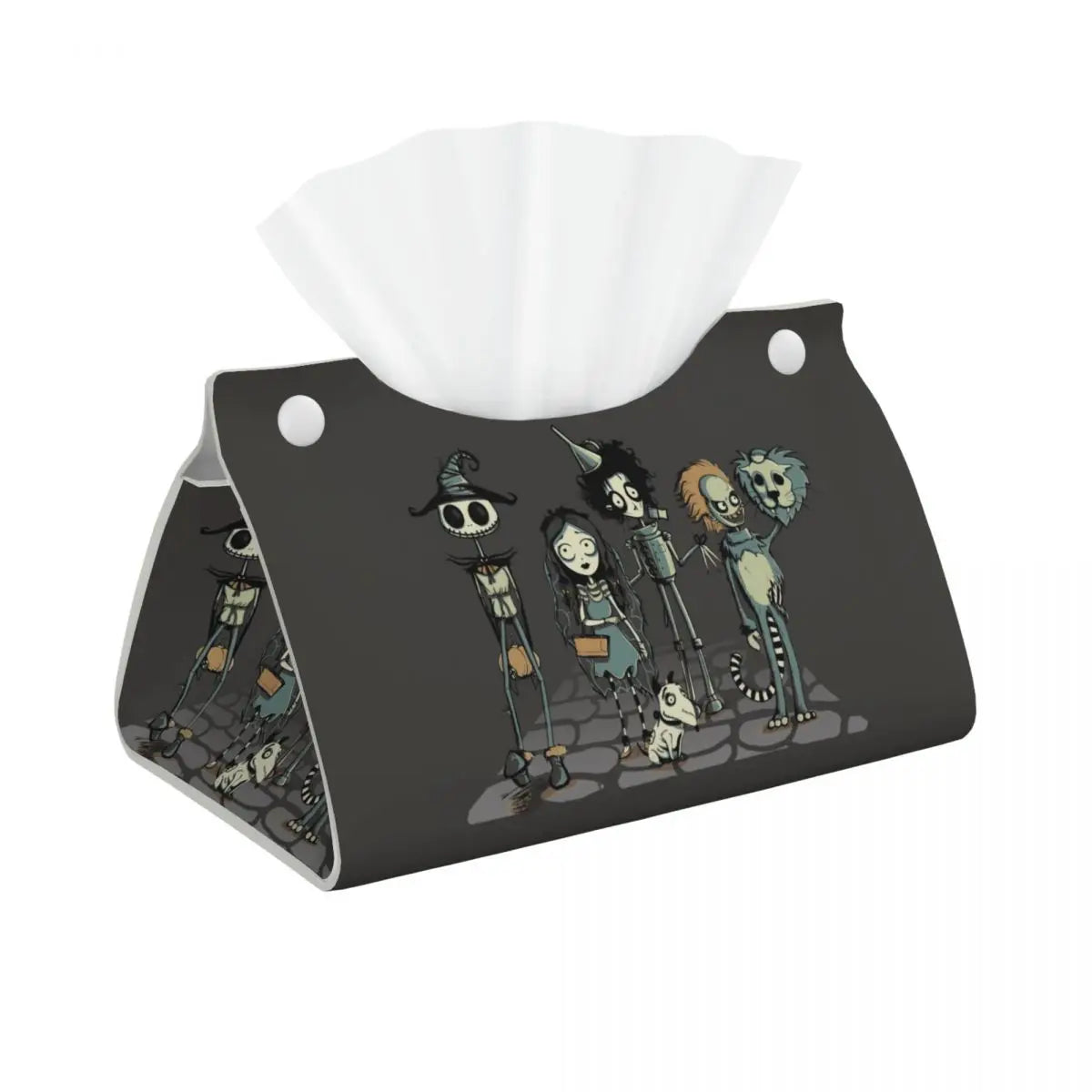 Custom Horror Movie Beetlejuices Tissue Box Holder Rectangular Tim Burton Style PU Leather Facial Tissue Box Cover for Bathroom
