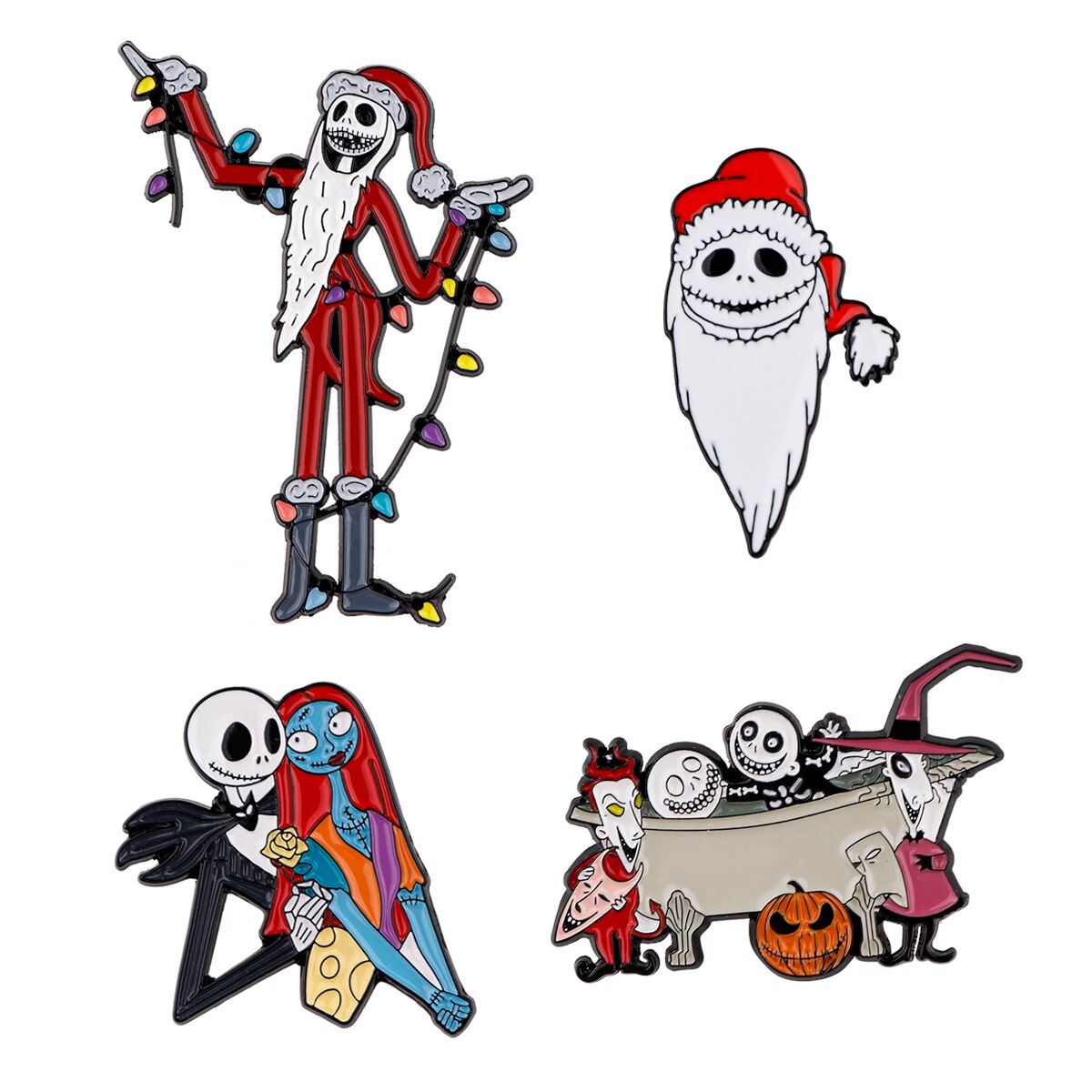 Nightmare Before Christmas Pins Santa Claus Brooch Cartoon Ghost Badge For Bags Jeans Scarf Lapel Pin Jewelry Best Gift
