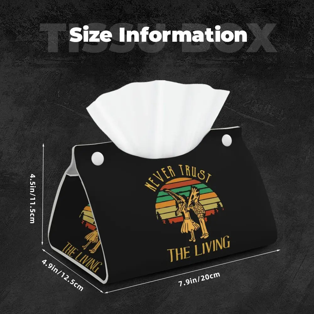 Custom Horror Movie Beetlejuices Tissue Box Holder Rectangular Tim Burton Style PU Leather Facial Tissue Box Cover for Bathroom