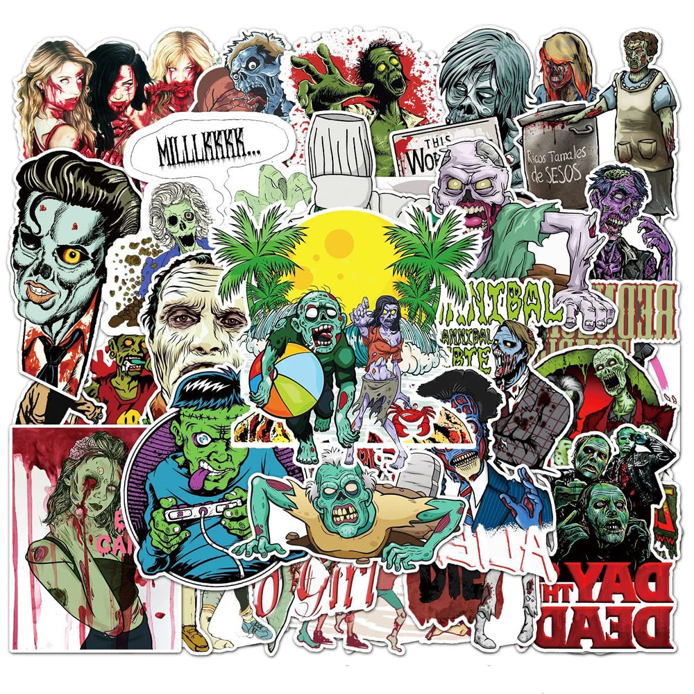 10/30/50PCS Horror Zombie Stickers Decals DIY Skateboard Motorcycle Helmet Laptop Waterproof Graffiti Cool Stickers for Kids