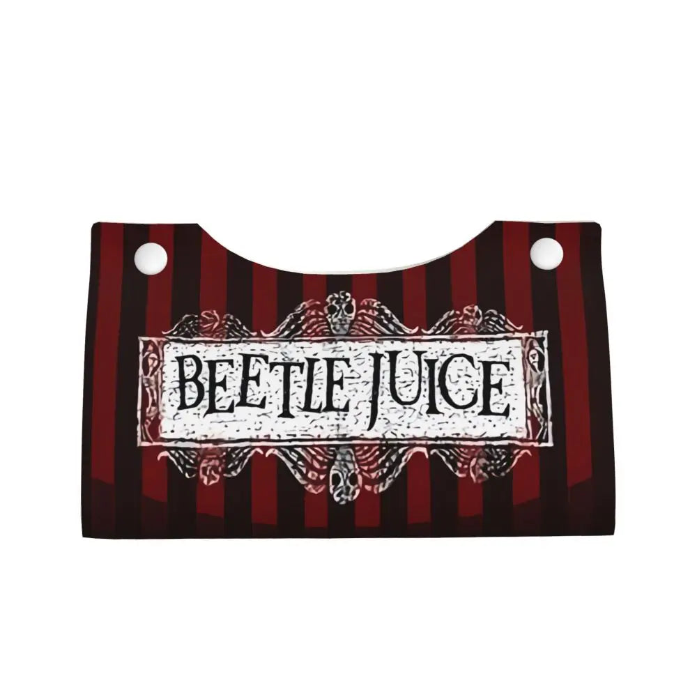 Custom Horror Movie Beetlejuices Tissue Box Holder Rectangular Tim Burton Style PU Leather Facial Tissue Box Cover for Bathroom