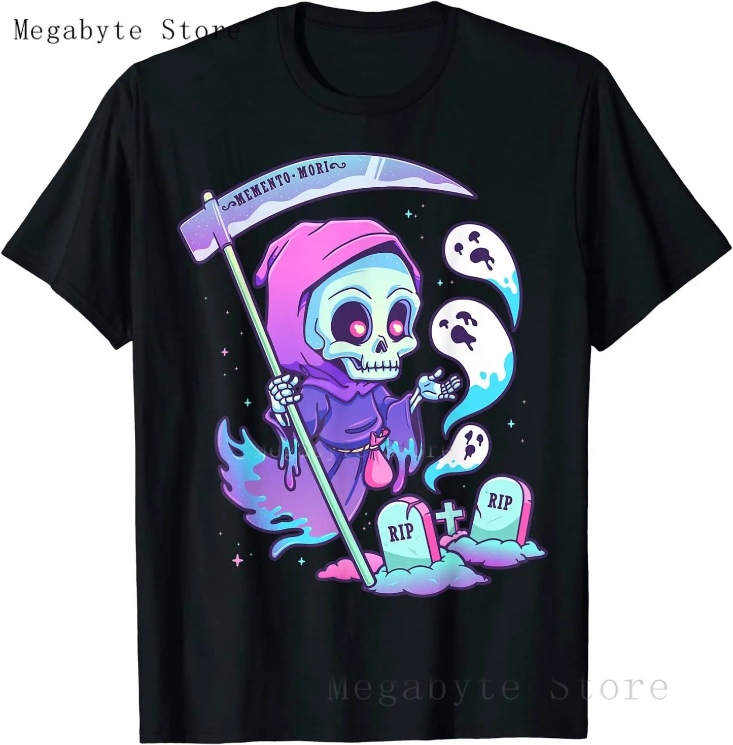 Skull and Crow Goat Retro Aesthetic Pastel Goth Art T-Shirts Women Kawaii Anime Clothes Hombre Camisetas Tops Vintage Men T Shirt