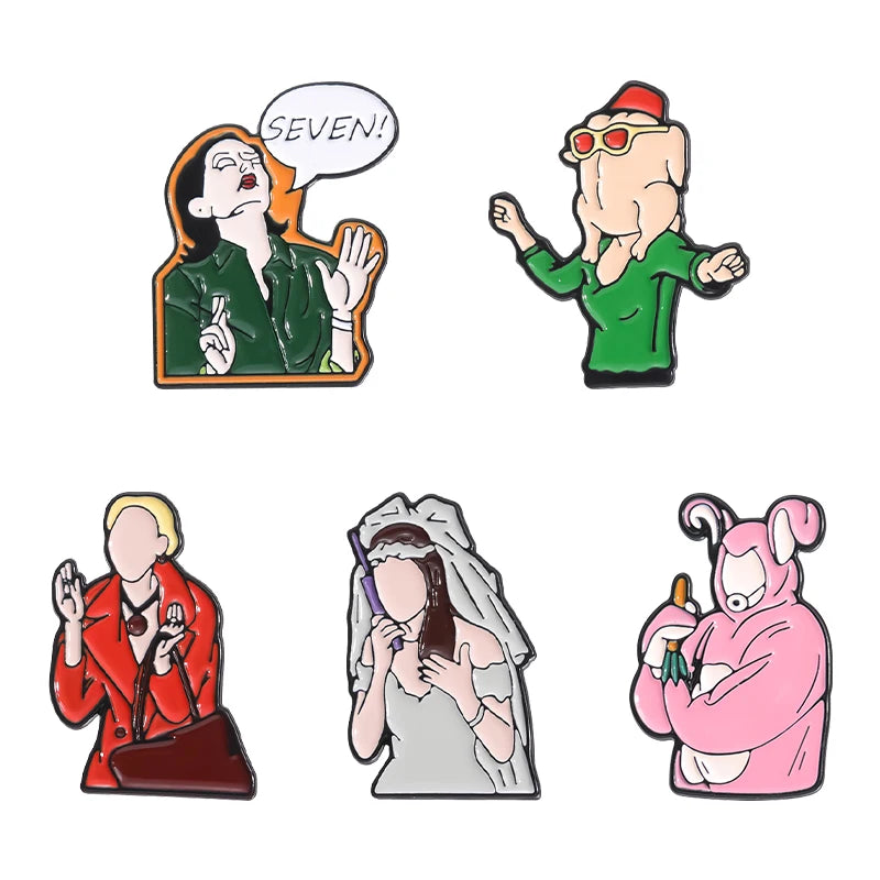 3-6 pcs/set Anime TV Movies Enamel Pins Horror Movie Characters Brooches Lapel Badges Jewelry Gift for Fans Friends