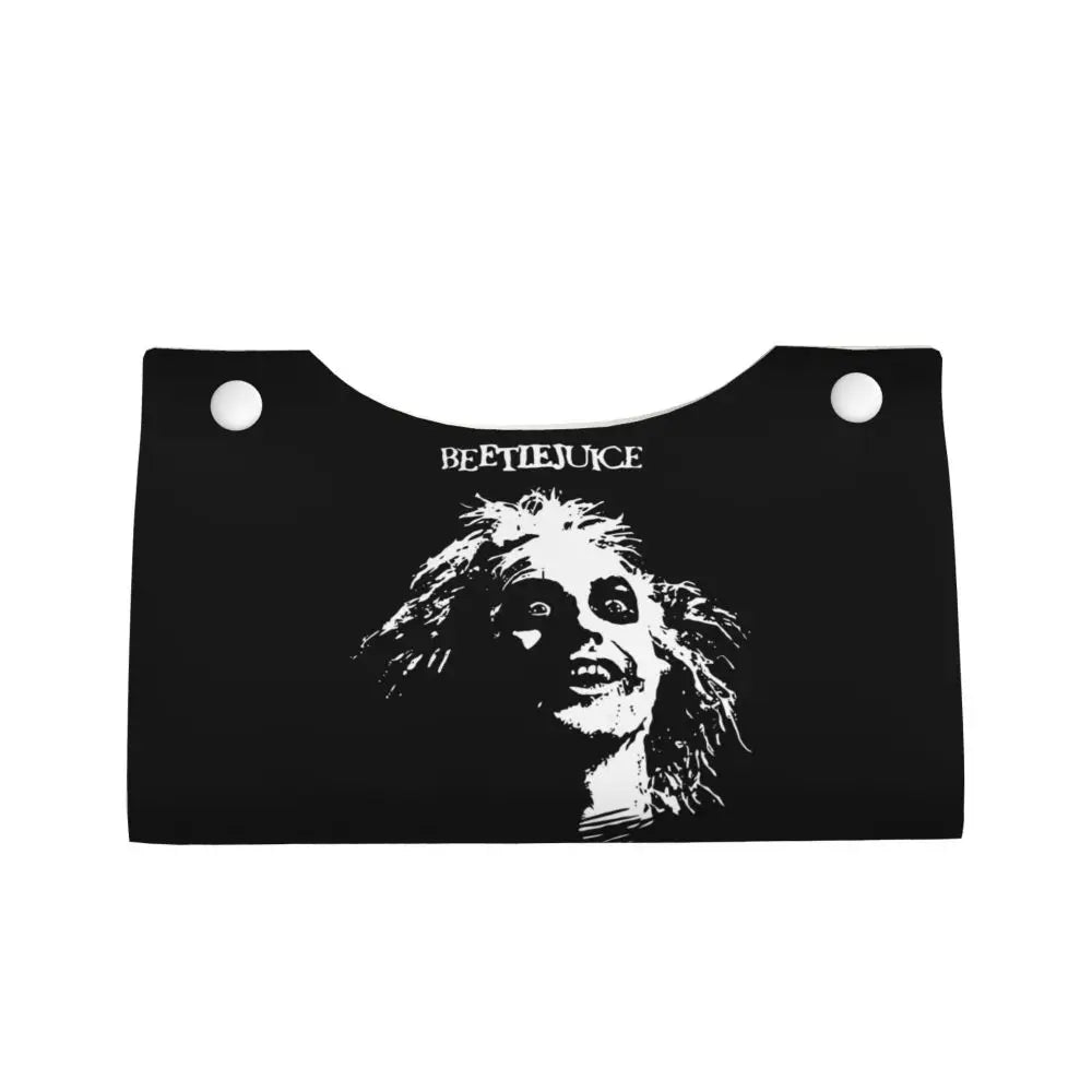 Custom Horror Movie Beetlejuices Tissue Box Holder Rectangular Tim Burton Style PU Leather Facial Tissue Box Cover for Bathroom