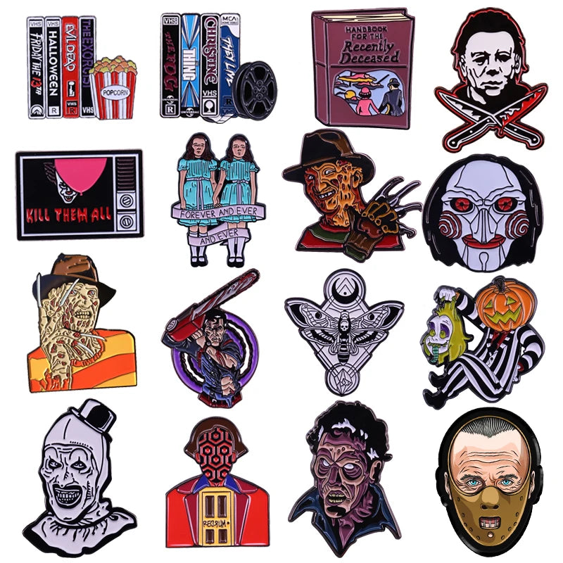 Horror movie Figure Enamel Pin Brooch Badge Lapel Pin Backpack Collar Hat Women Men Jewelry Gifts