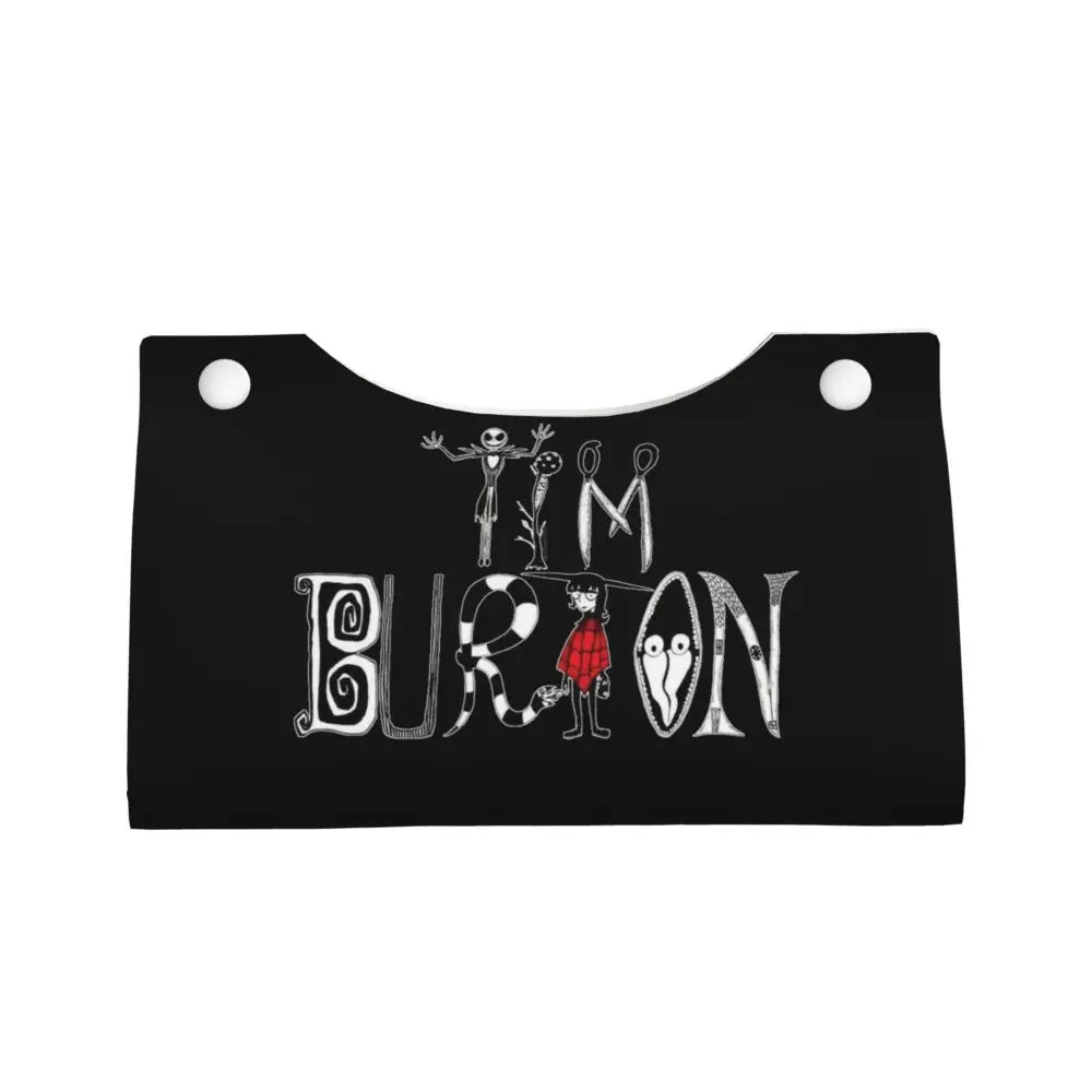 Custom Horror Movie Beetlejuices Tissue Box Holder Rectangular Tim Burton Style PU Leather Facial Tissue Box Cover for Bathroom