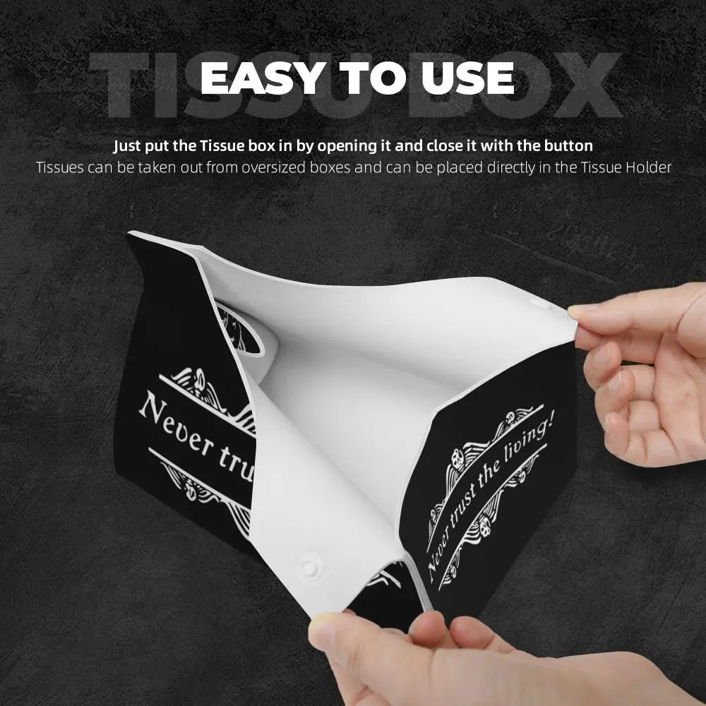 Custom Horror Movie Beetlejuices Tissue Box Holder Rectangular Tim Burton Style PU Leather Facial Tissue Box Cover for Bathroom