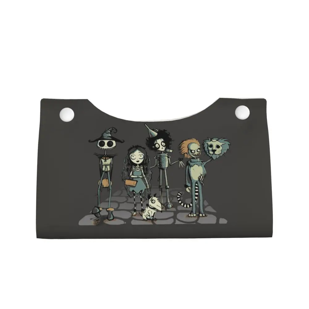 Custom Horror Movie Beetlejuices Tissue Box Holder Rectangular Tim Burton Style PU Leather Facial Tissue Box Cover for Bathroom