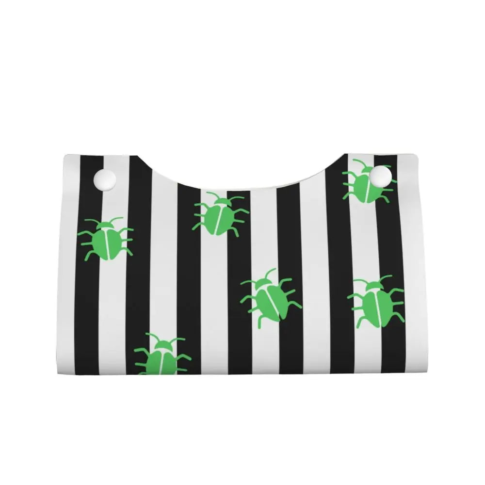 Custom Horror Movie Beetlejuices Tissue Box Holder Rectangular Tim Burton Style PU Leather Facial Tissue Box Cover for Bathroom