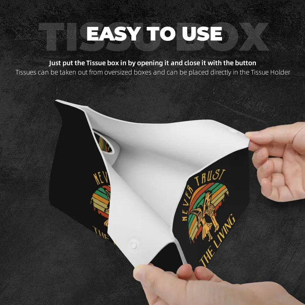 Custom Horror Movie Beetlejuices Tissue Box Holder Rectangular Tim Burton Style PU Leather Facial Tissue Box Cover for Bathroom