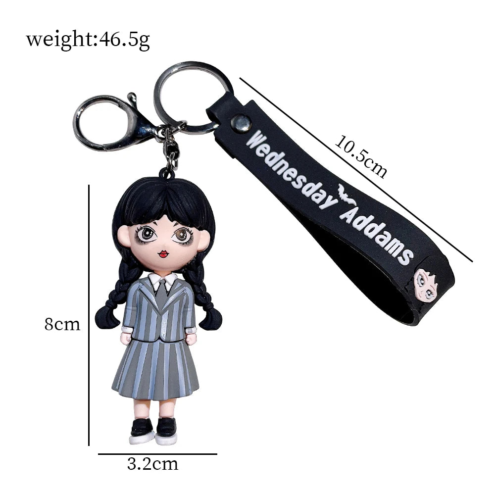 Wednesday Addams Silicone Keychain Toy Thing Hand Home Decor Keychain Doll Schoolbag Pendant Halloween Toy Costume Props
